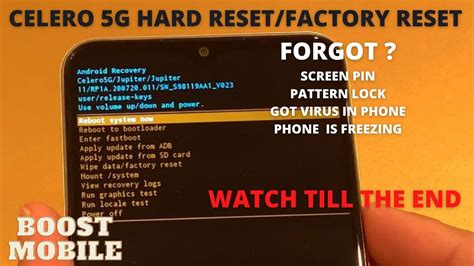 After the backup, kindly go to Settings >> System>> Factory Reset>> Erase everything >> confirm your password and reset your device. . Celero 5g hard reset